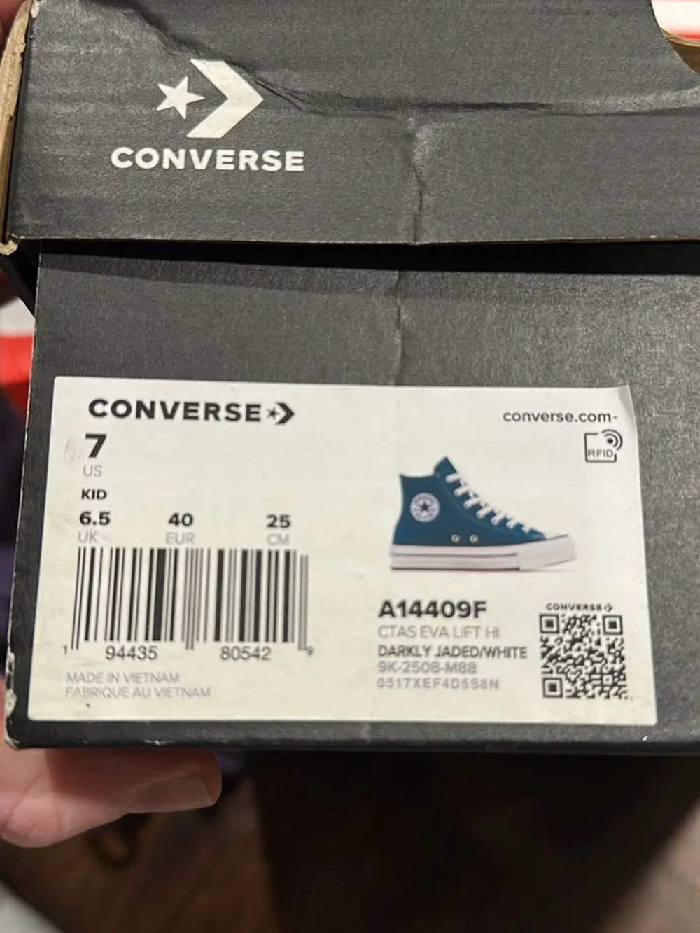Converse Kids High Top Sneakers in Green and White
